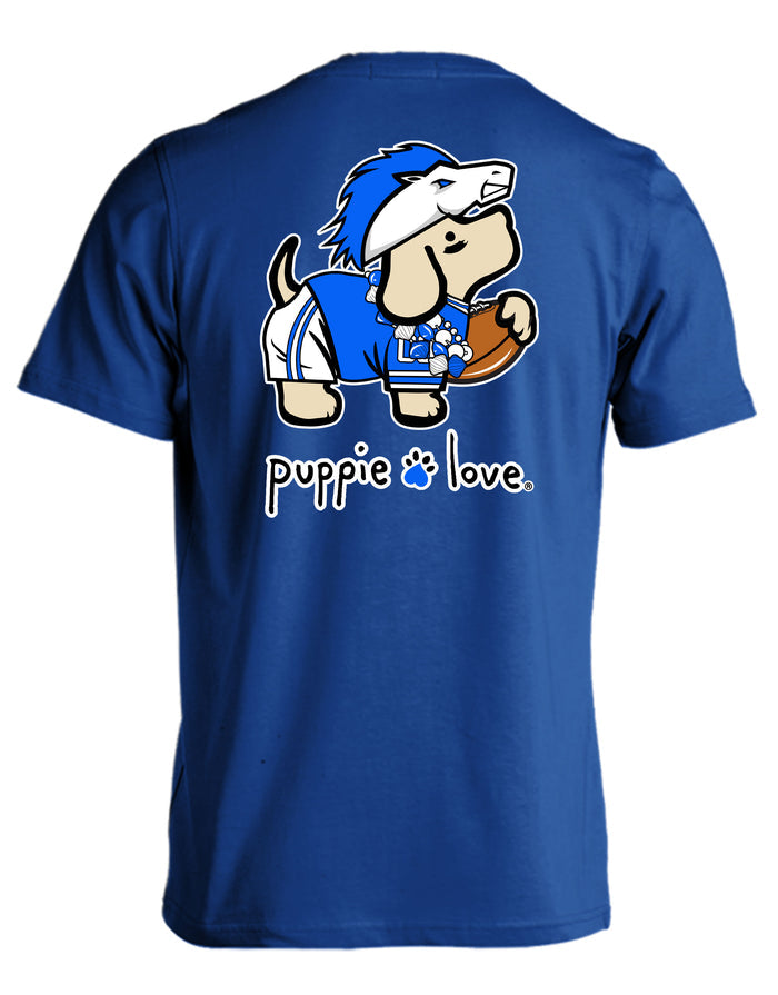 WHITE AND BLUE MASCOT PUP PUPPIE LOVE