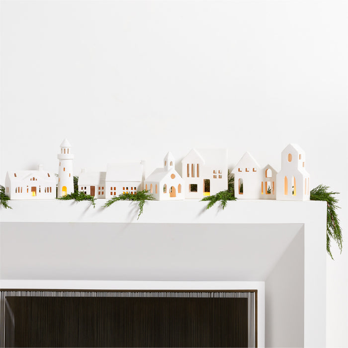 White Ceramic Holiday Bell Tower