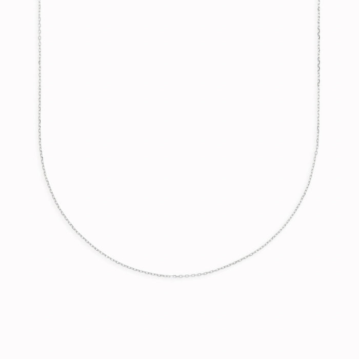 Close-up of a delicate White Gold Cable Chain Necklace (16 inches) - Tyra displayed on a white background