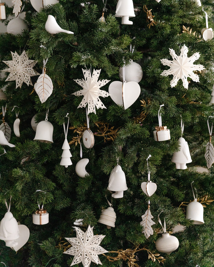 White Porcelain Bell Tree Christmas Ornament