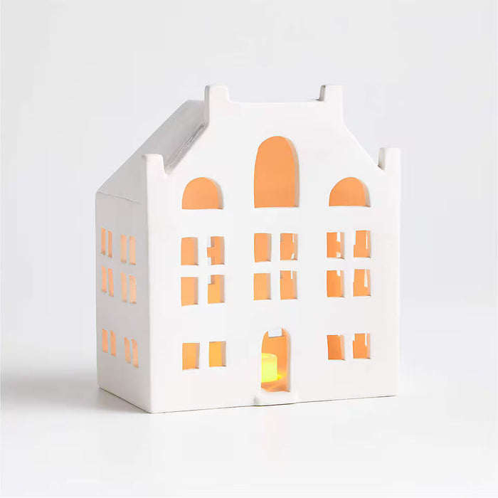 Wide White Ceramic Holiday Canal House