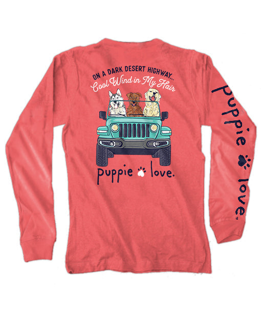 WIND IN MY HAIR, ADULT LS LONG SLEEVE PUPPIE LOVE