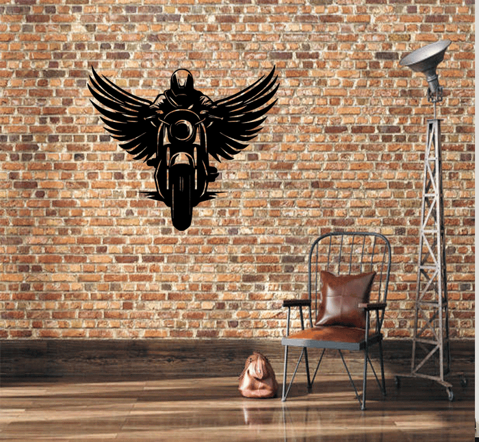 Winged Biker - Metal Wall Art