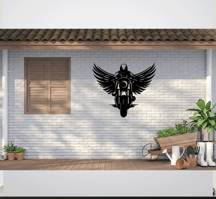 Winged Biker - Metal Wall Art
