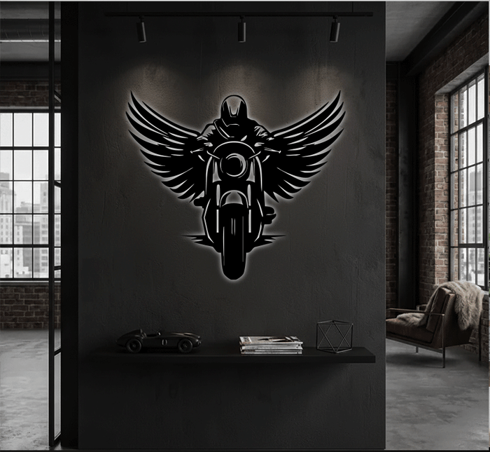 Winged Biker - Metal Wall Art
