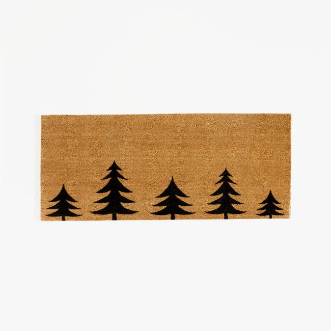 Winter Tree Line Black and Natural Holiday Doormat 24"x57"