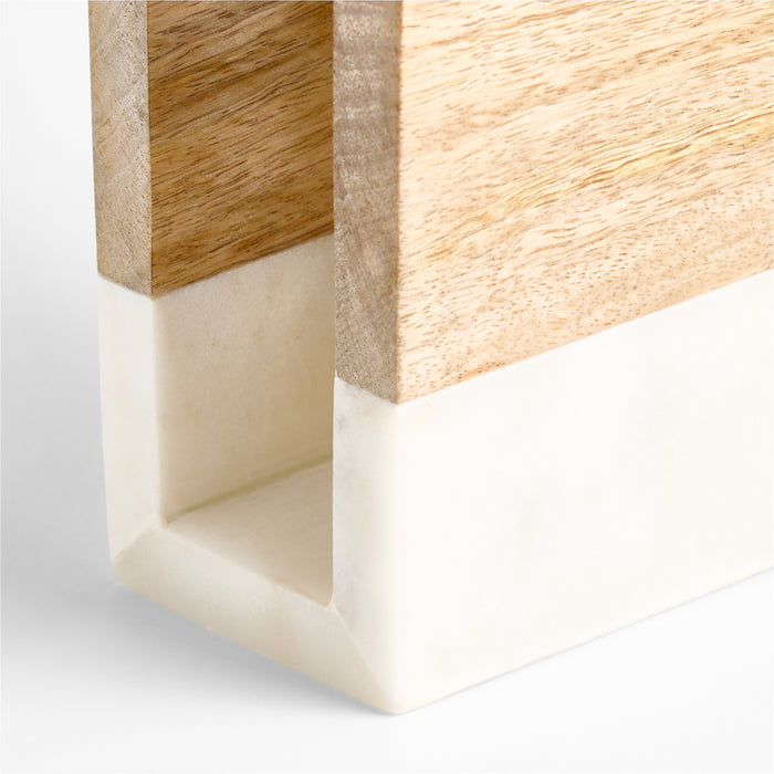 Wood and Marble Napkin Holder