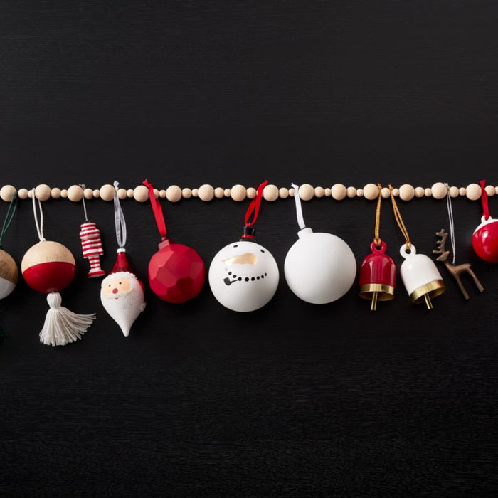 Wood Ball with Green Tassel Christmas Ornament