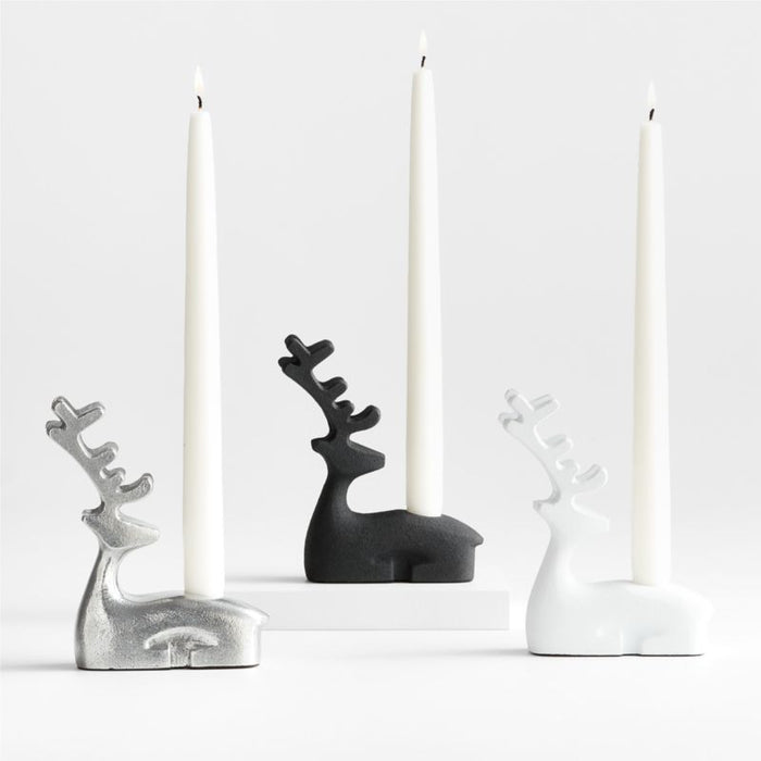 Zinc Holiday Reindeer Taper Candle Holder