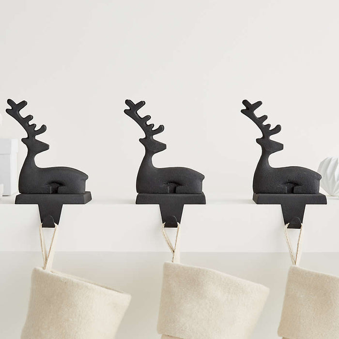 Zinc Sitting Reindeer Christmas Stocking Hook